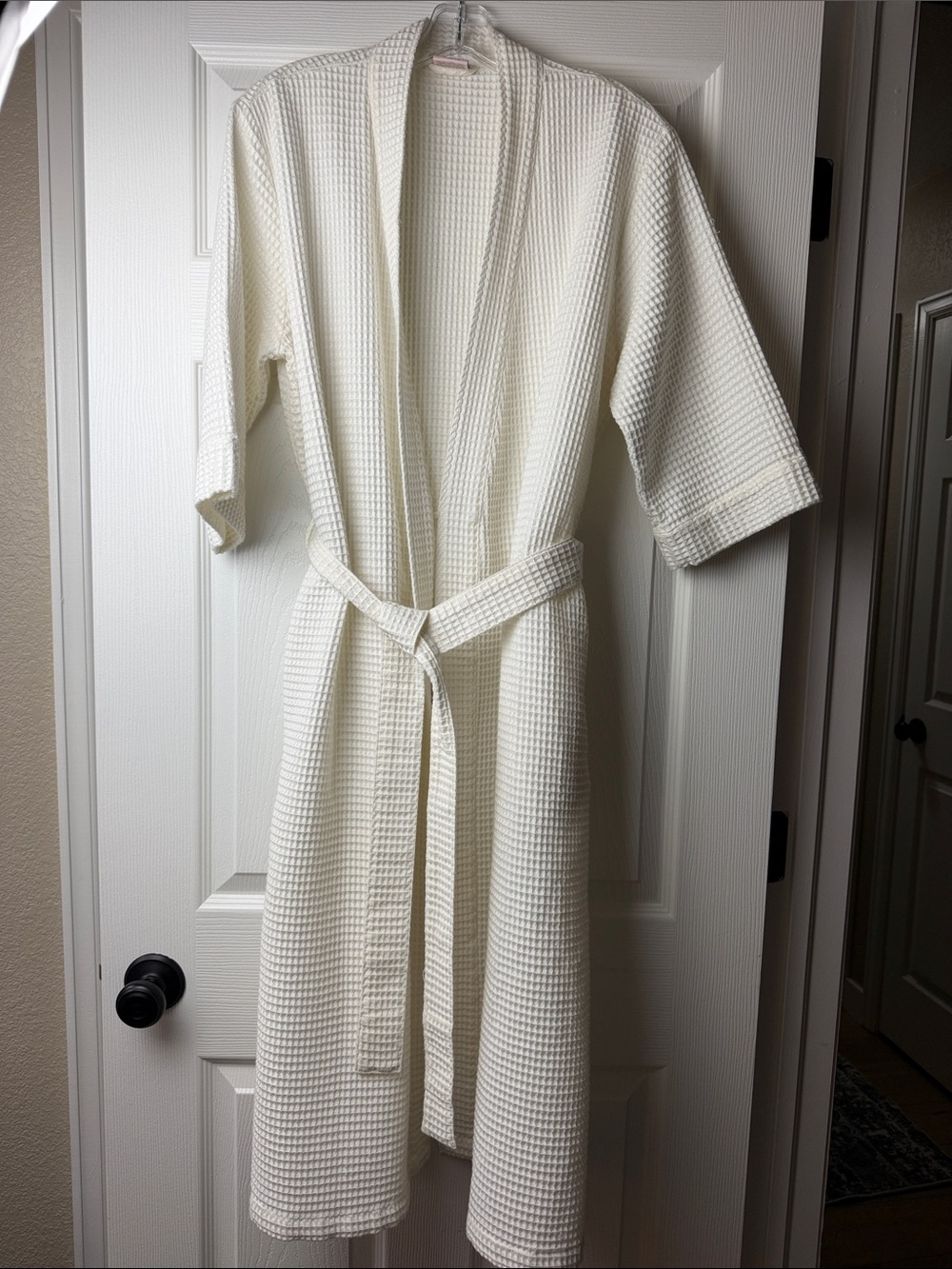 Cabernet Off-White Waffle Kimono Robe